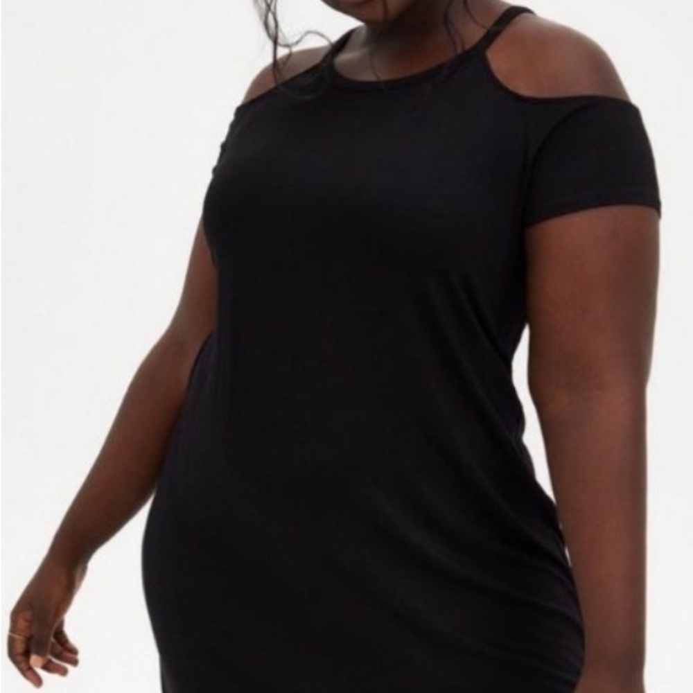 NEW MINI SUPER SOFT COLD SHOULDER TEE SHIRT DRESS